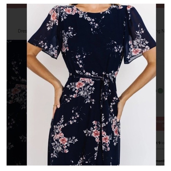 Baltic Born Naomi Short Sleeve Maxi Dress Blue Navy Floral Boho Size 2XL - Picture 2 of 15